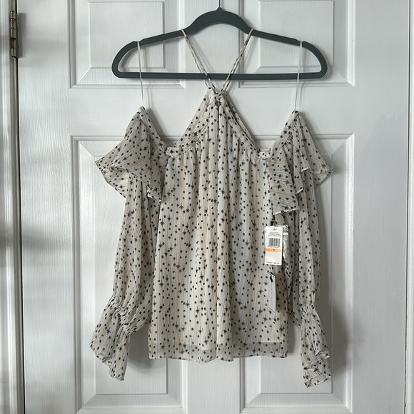 NWT 1.State Halter Neck Ruffle Cold Shoulder Blouse - Picture 2 of 13